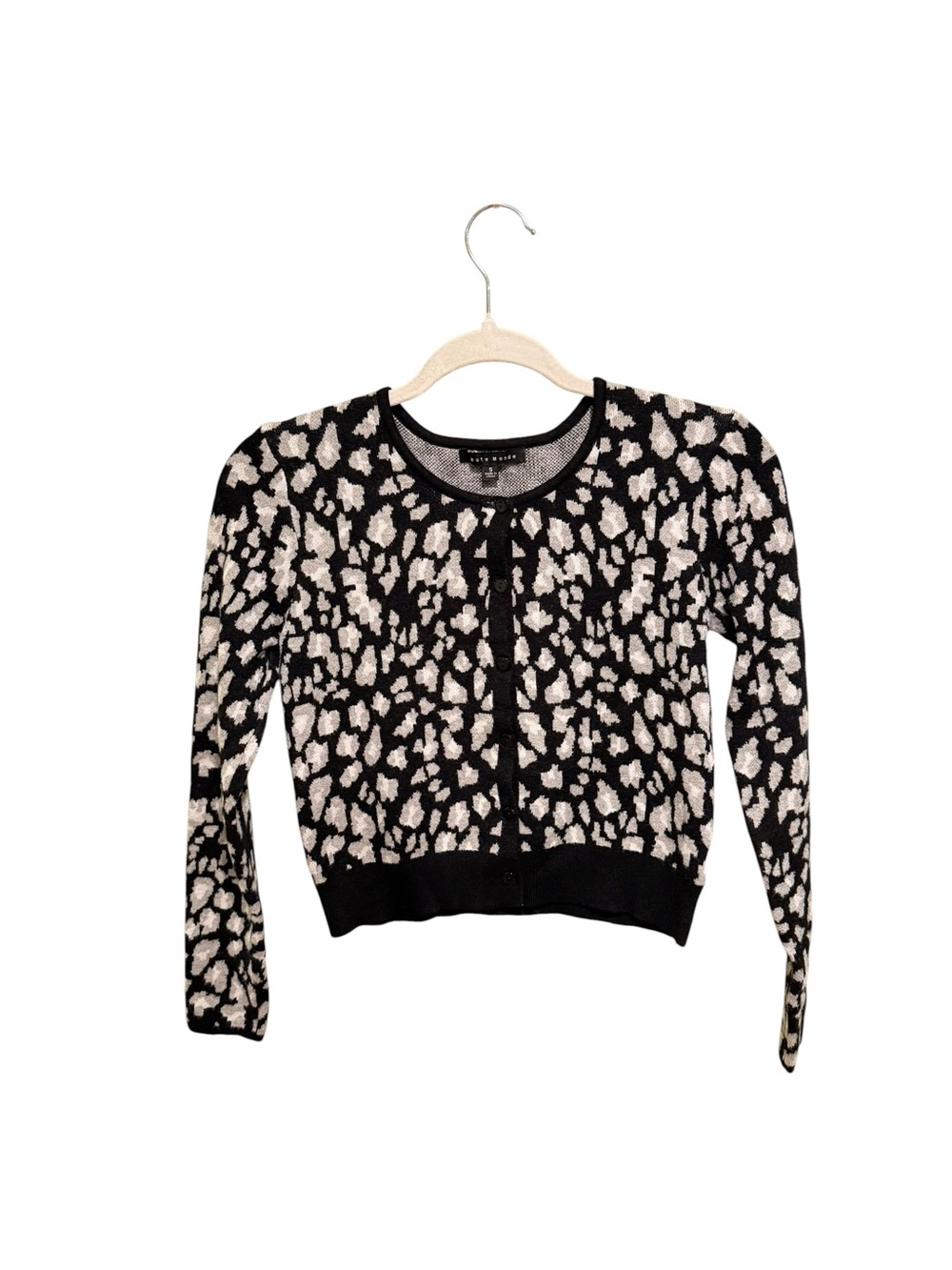 NWOT Haute Monde Black and Cream Knit Cardigan - Size Small